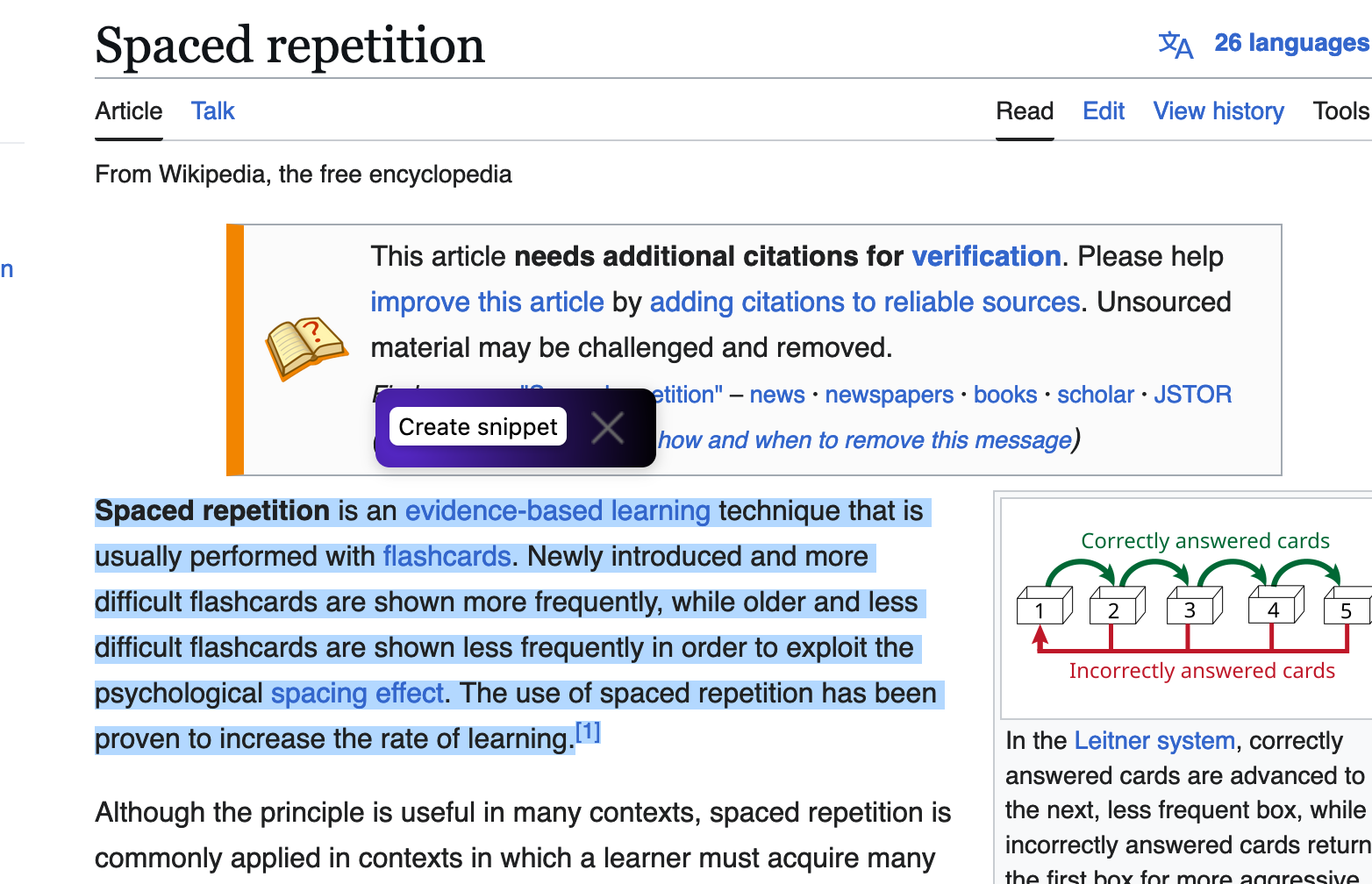 Integrate Chrome Extension Create Snippet